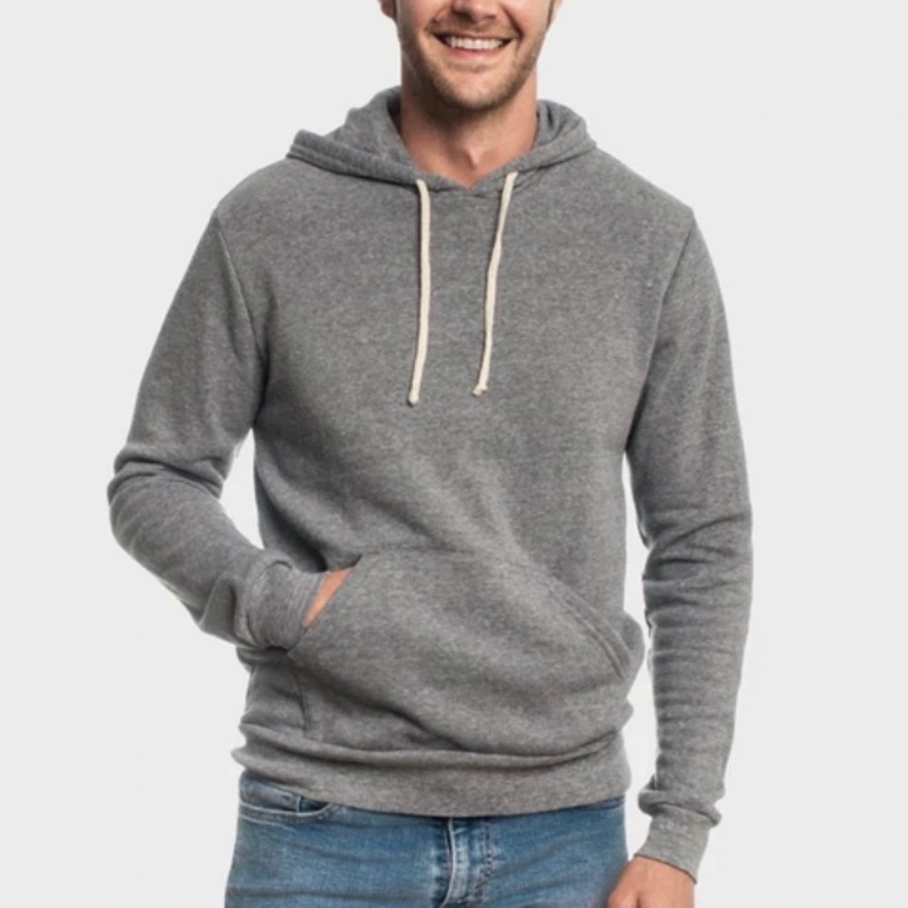 True Classic Gray Fleece Pullover Hoodie